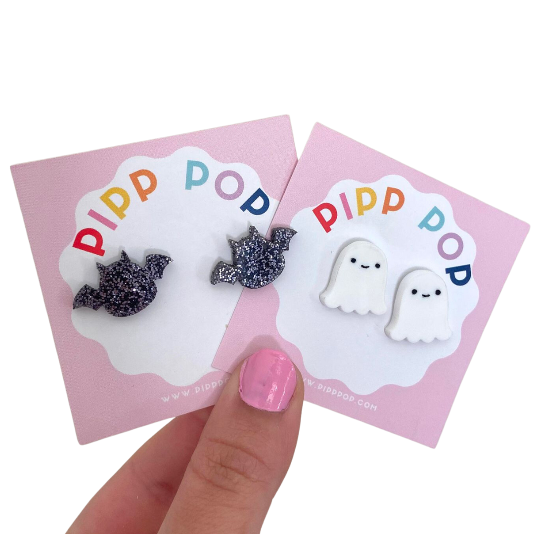 Halloween Ghost Studs-Pipp Pop