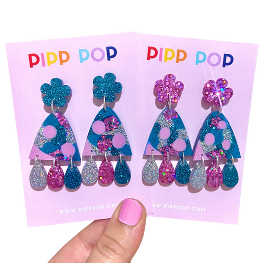 Suzie Glitter Dangles - Blue + Lilac - 3 styles available-Pipp Pop