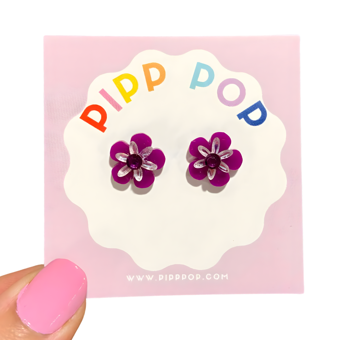 Ellie Flower Studs - 8 Colours Available-Pipp Pop