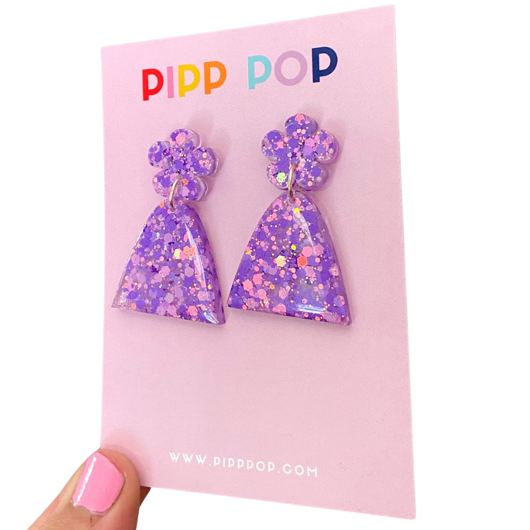 Evie Glitter Dangles - Amethyst - 2 styles available-Pipp Pop