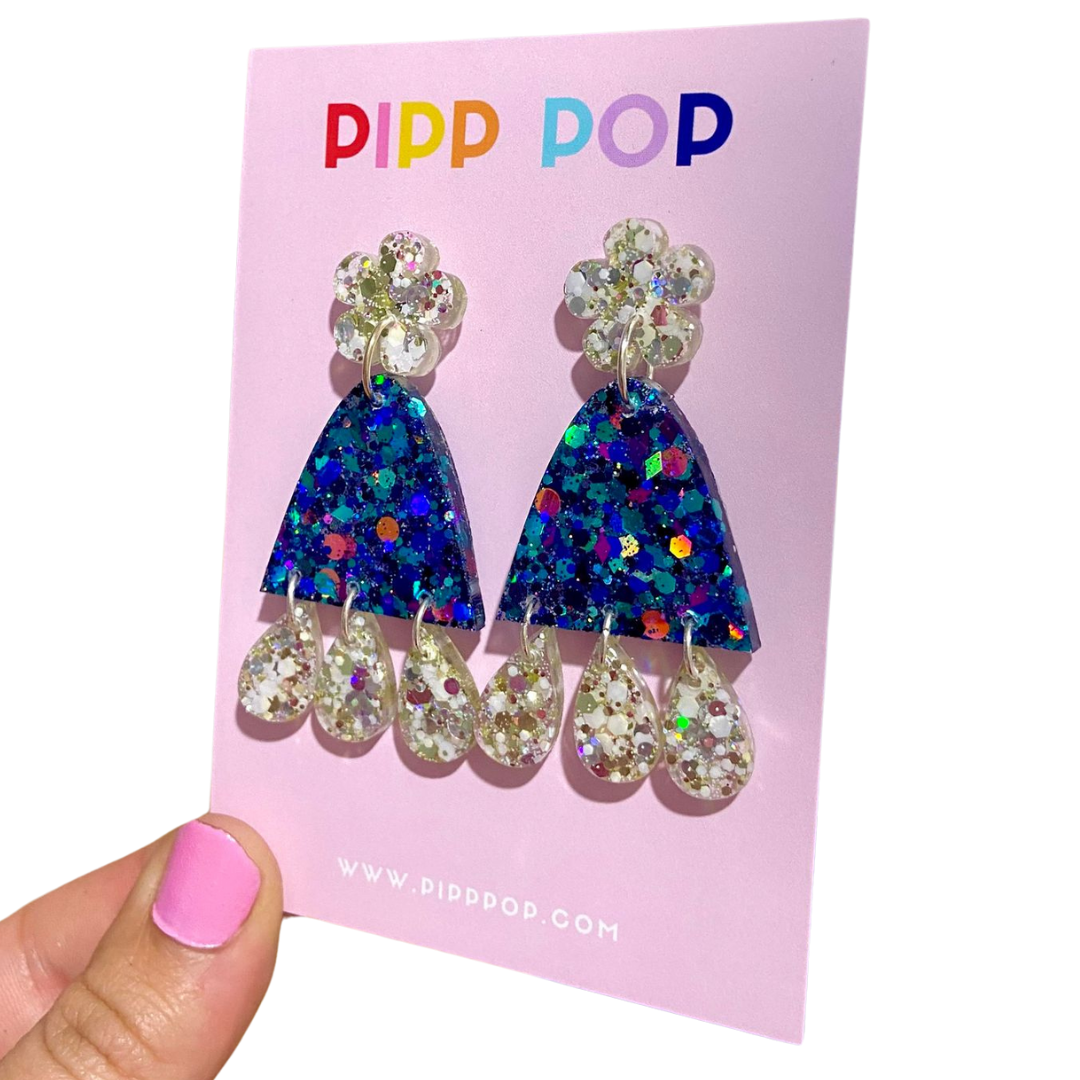 Suzie Glitter Dangles - Blue Illusion - 2 styles available-Pipp Pop