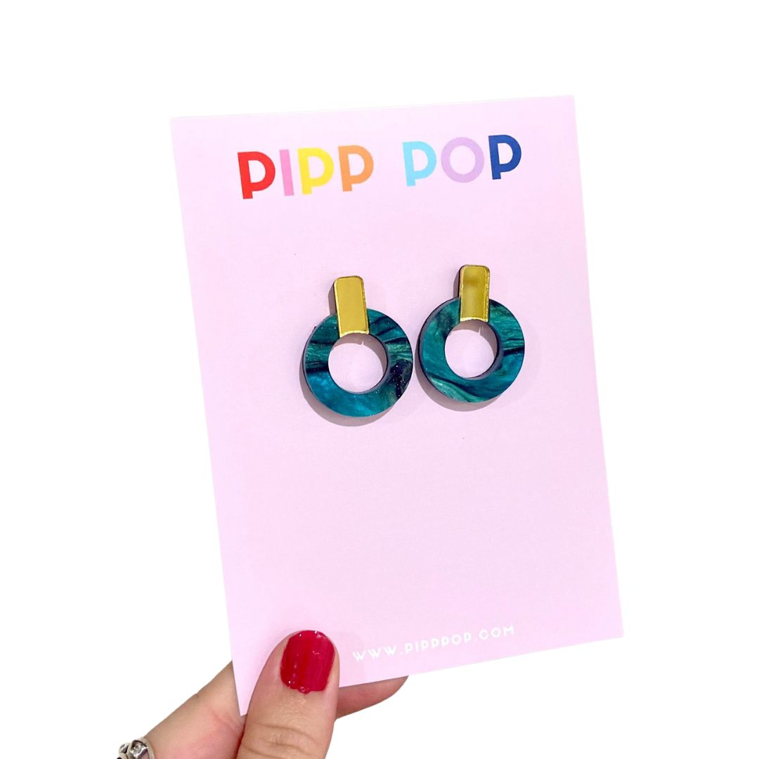 Art Deco Statement Studs - 7 Colours Available-Pipp Pop