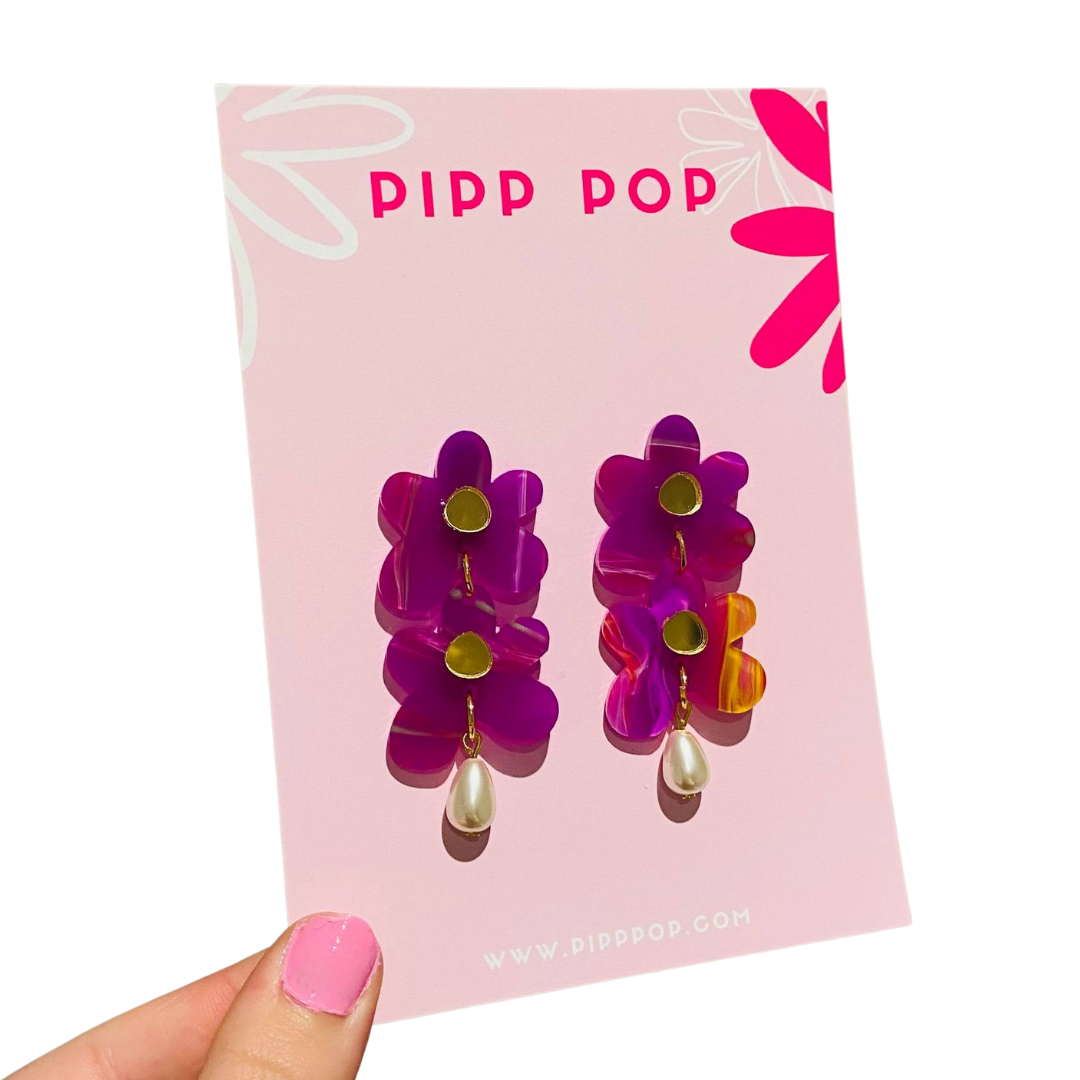 Petal Pearl Dangles - 12 Colours Available-Pipp Pop