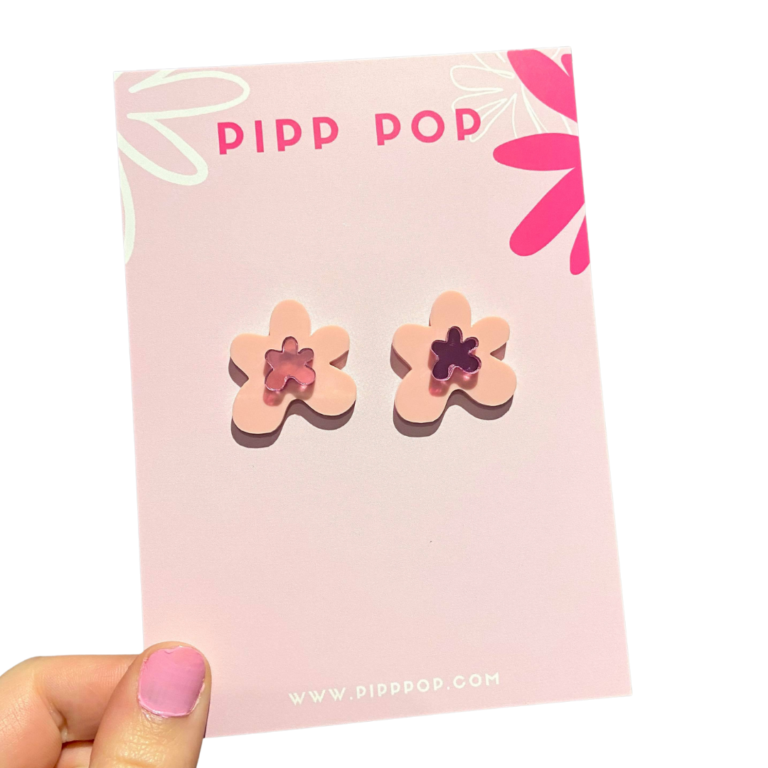 Petal Flower Studs - Blush and Pink-Pipp Pop