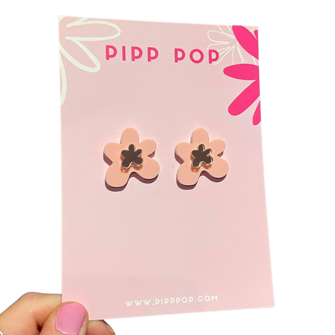 Petal Flower Studs - Blush and Rose Gold-Pipp Pop
