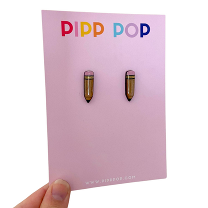 Teacher Pencil Stud Earrings-Pipp Pop