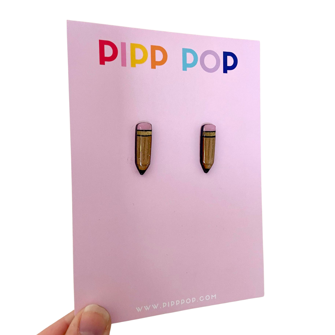 Teacher Pencil Stud Earrings-Pipp Pop