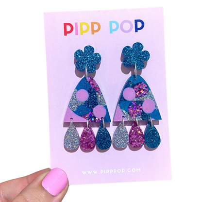 Suzie Glitter Dangles - Blue + Lilac - 3 styles available-Pipp Pop