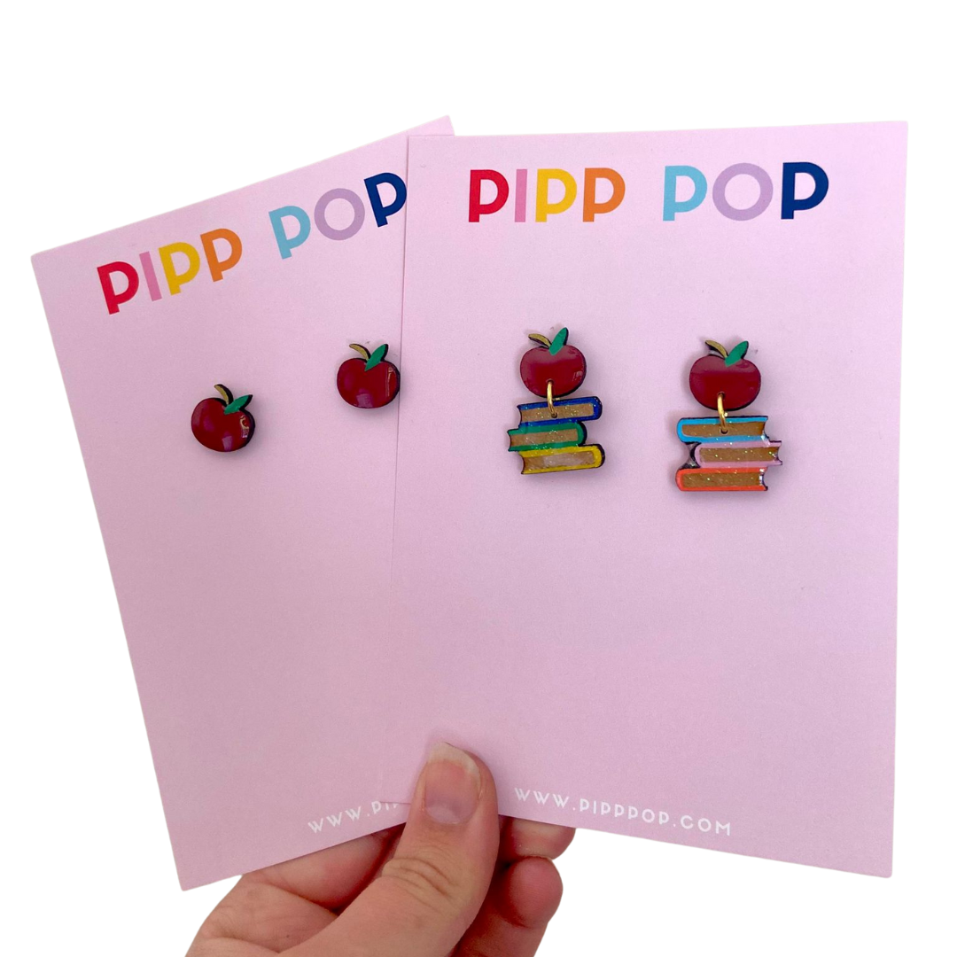Teacher Apple Stud Earrings-Pipp Pop