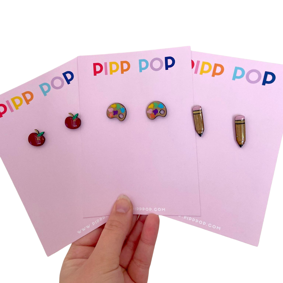 Teacher Apple Stud Earrings-Pipp Pop