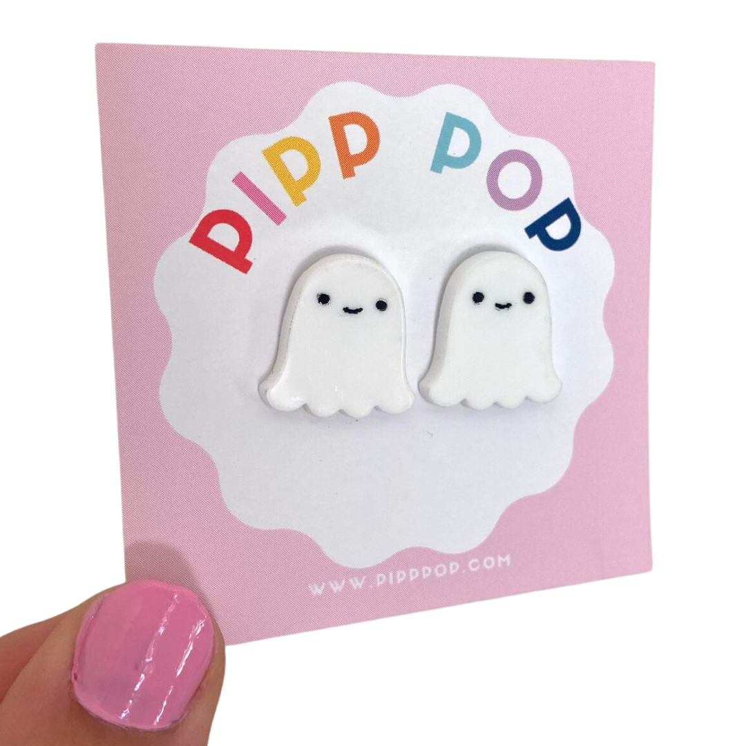 Halloween Ghost Studs-Pipp Pop