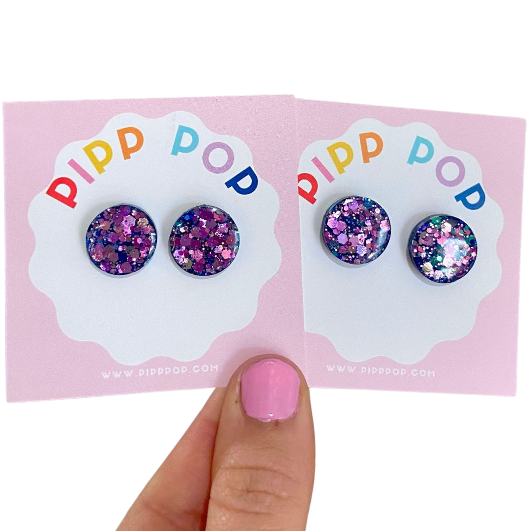 Glitter Resin Studs - 34 Colours Available-Pipp Pop