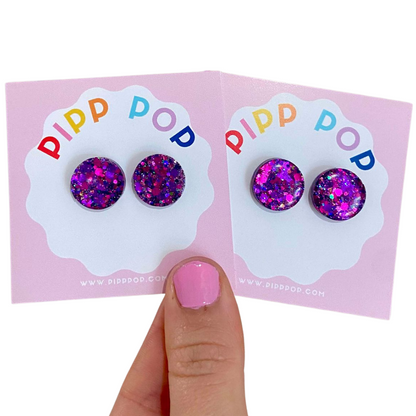 Glitter Resin Studs - 34 Colours Available-Pipp Pop