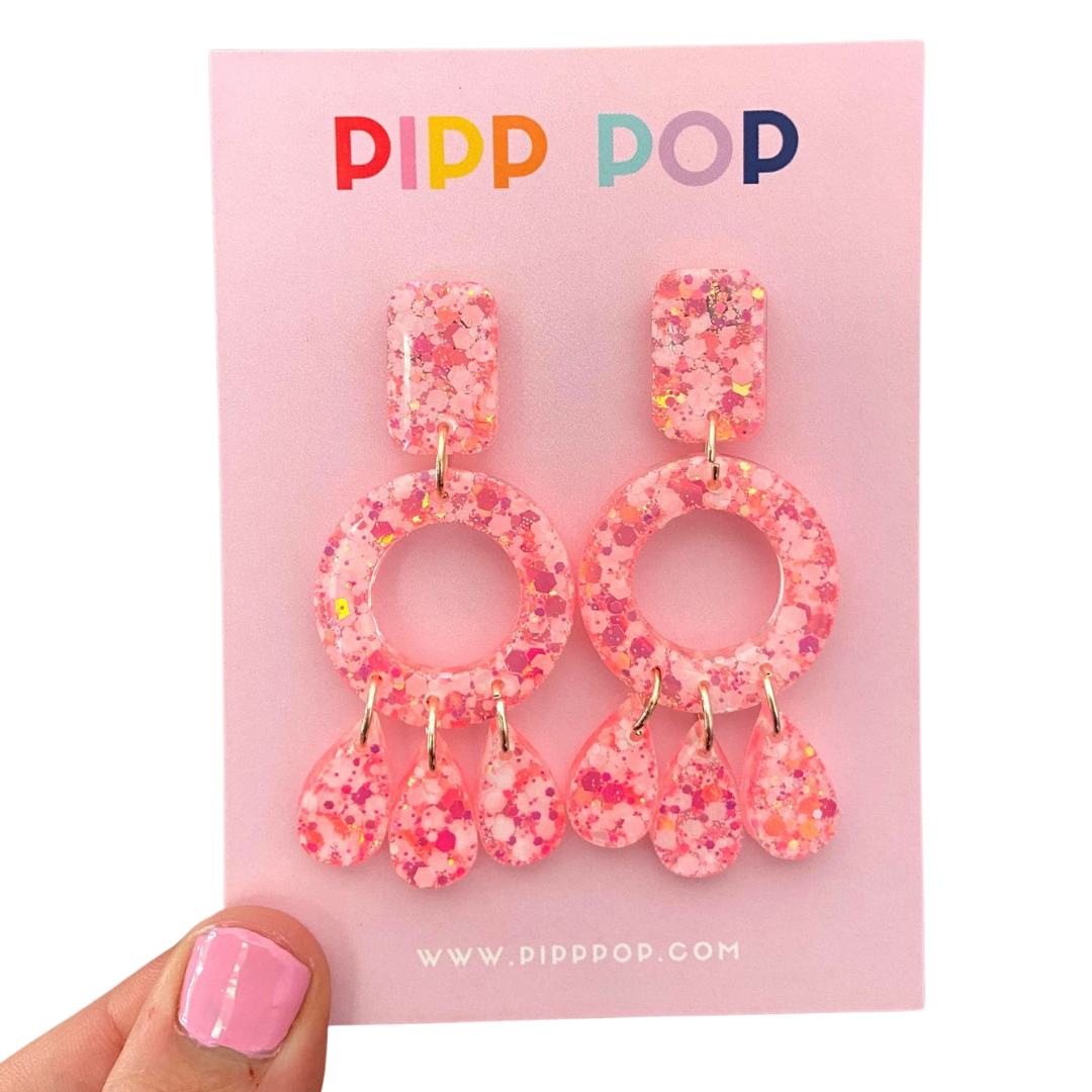 Aria Glitter Dangles - Coral-Pipp Pop