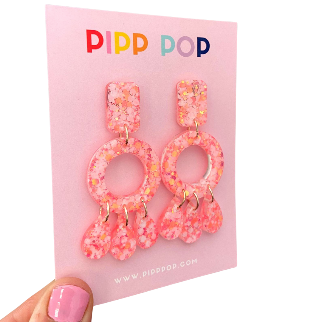 Aria Glitter Dangles - Coral-Pipp Pop