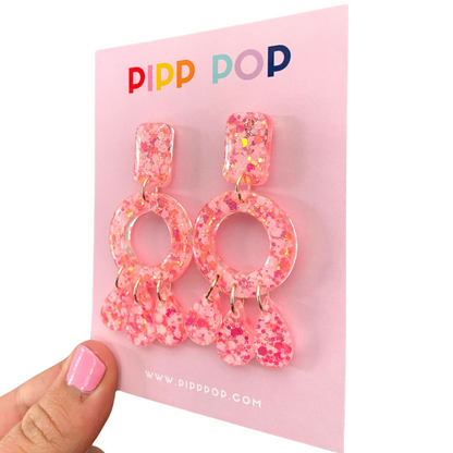 Aria Glitter Dangles - Coral-Pipp Pop