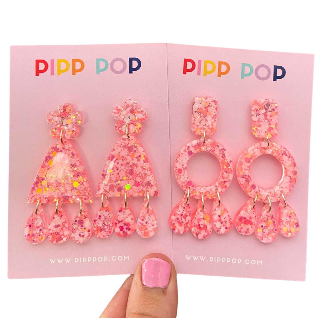 Aria Glitter Dangles - Coral-Pipp Pop