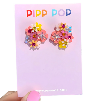 Flower Bouquet Studs - 8 Colours Available-Pipp Pop