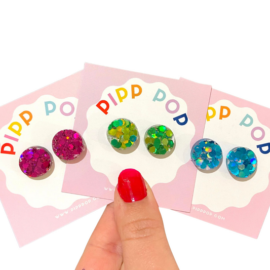 🎁 Glitter Resin Studs - 11 Colours Available (100% off)-Pipp Pop