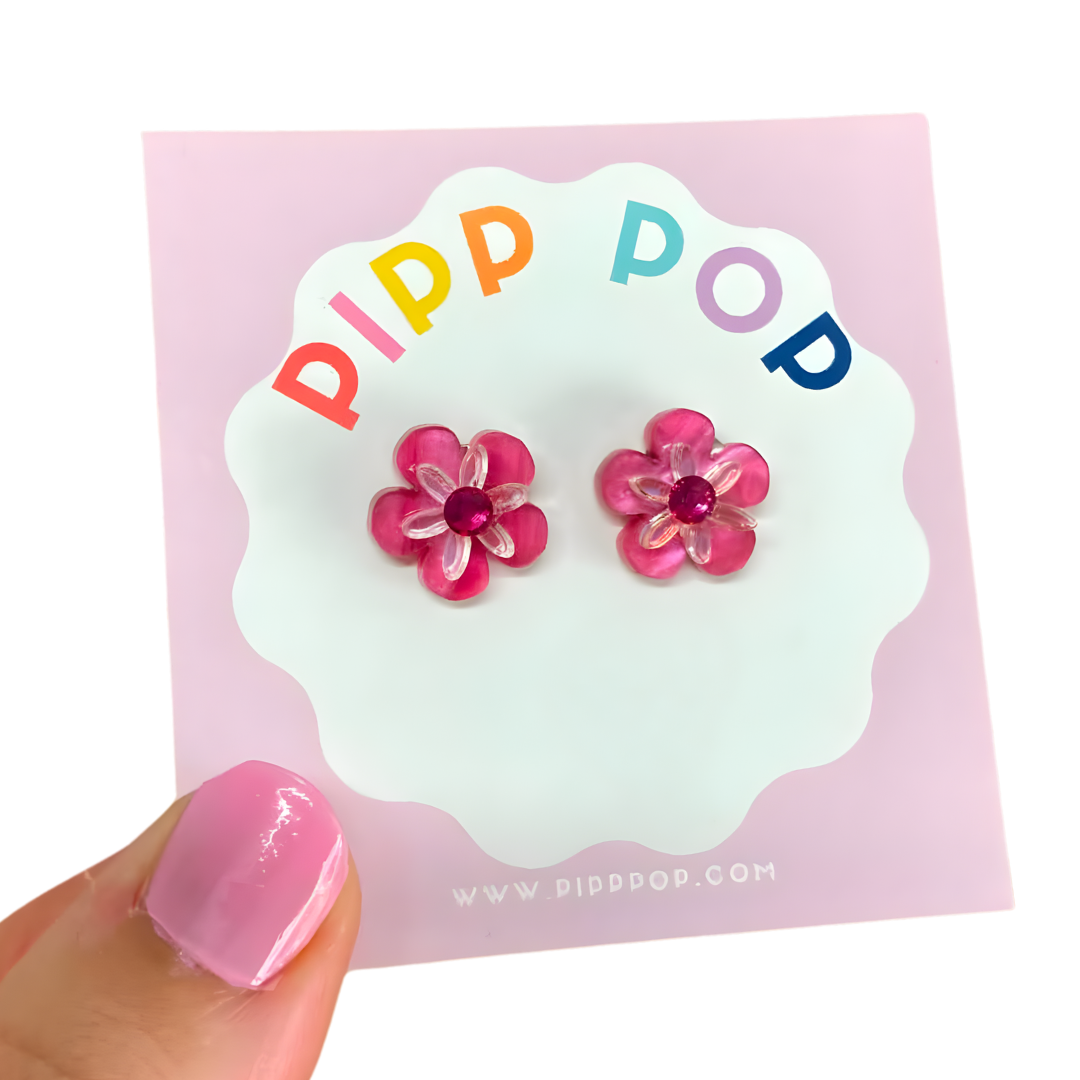 Ellie Flower Studs - 8 Colours Available-Pipp Pop