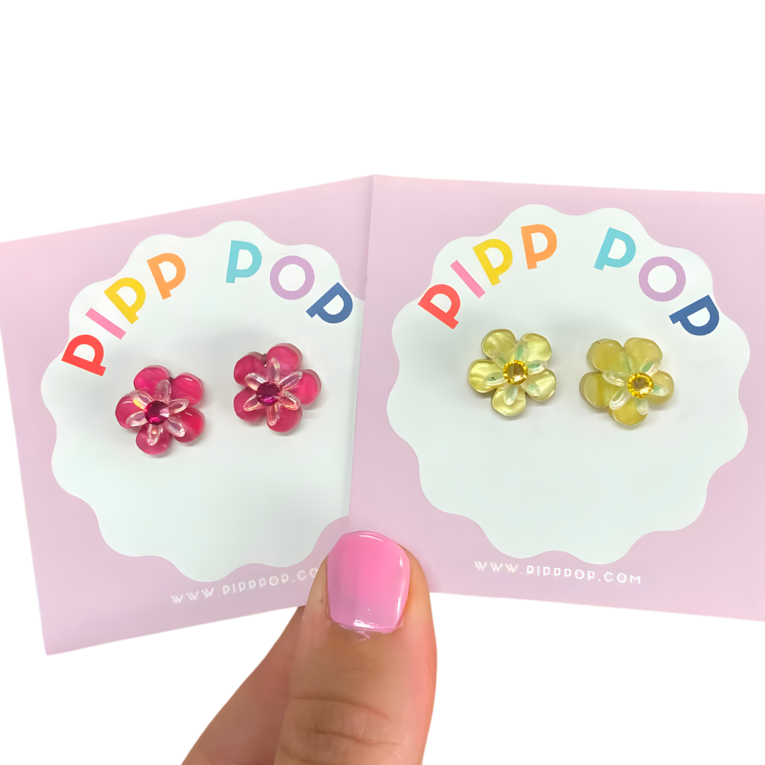 Ellie Flower Studs - 8 Colours Available-Pipp Pop