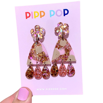 Suzie Glitter Dangles - Pink Caramel Latte - 2 styles available-Pipp Pop