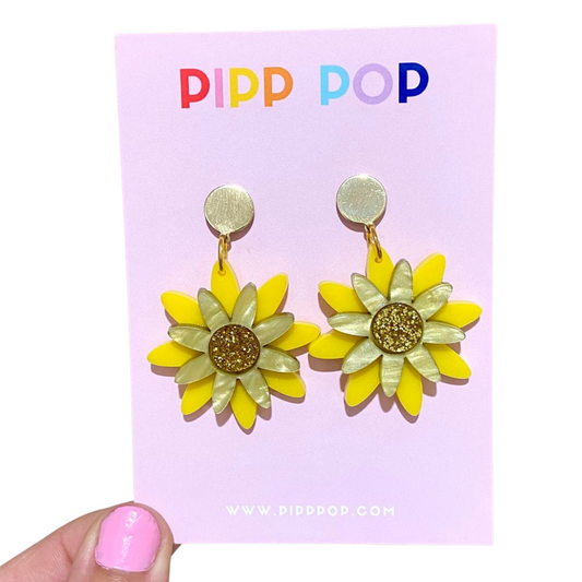 Sunflower Dangle Earrings-Pipp Pop