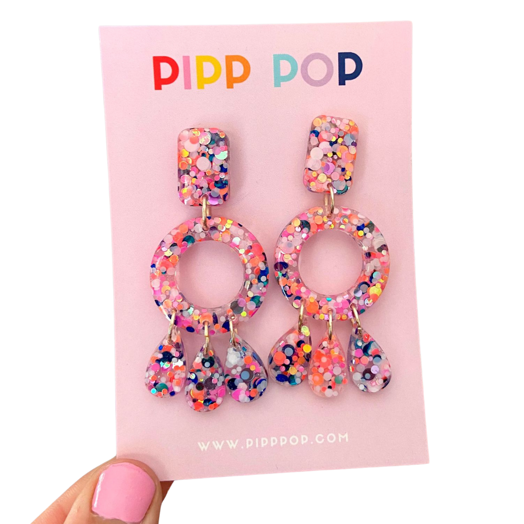 Aria Glitter Dangles - Confetti - 2 styles available-Pipp Pop