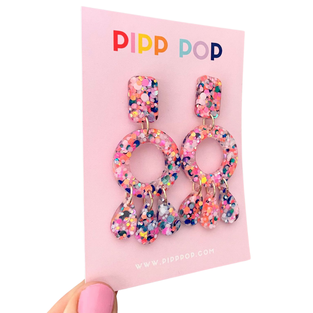 Aria Glitter Dangles - Confetti - 2 styles available-Pipp Pop