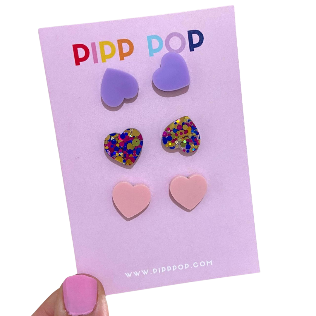 Mystery Heart Stud Bundle-Pipp Pop