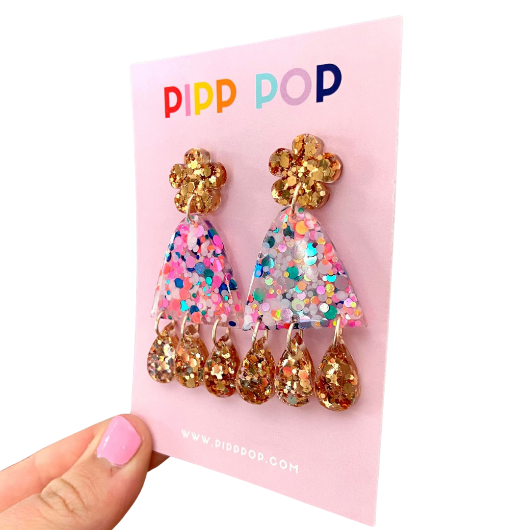 Suzie Glitter Dangles - Confetti - 2 styles available-Pipp Pop