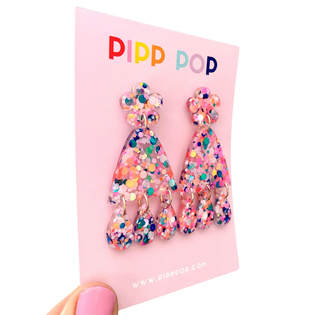 Suzie Glitter Dangles - Confetti - 2 styles available-Pipp Pop