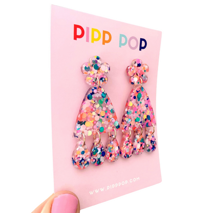 Suzie Glitter Dangles - Confetti - 2 styles available-Pipp Pop