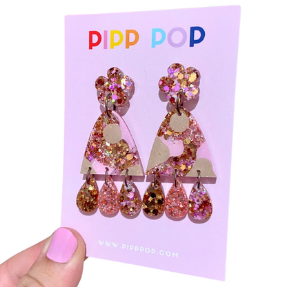 Suzie Glitter Dangles - Pink Caramel Latte - 2 styles available-Pipp Pop