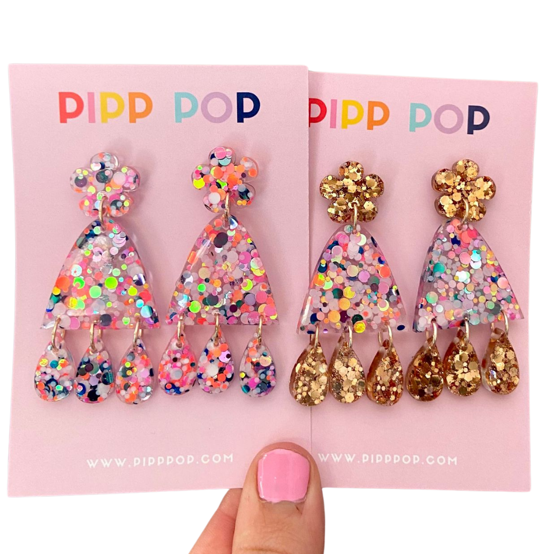 Suzie Glitter Dangles - Confetti - 2 styles available-Pipp Pop