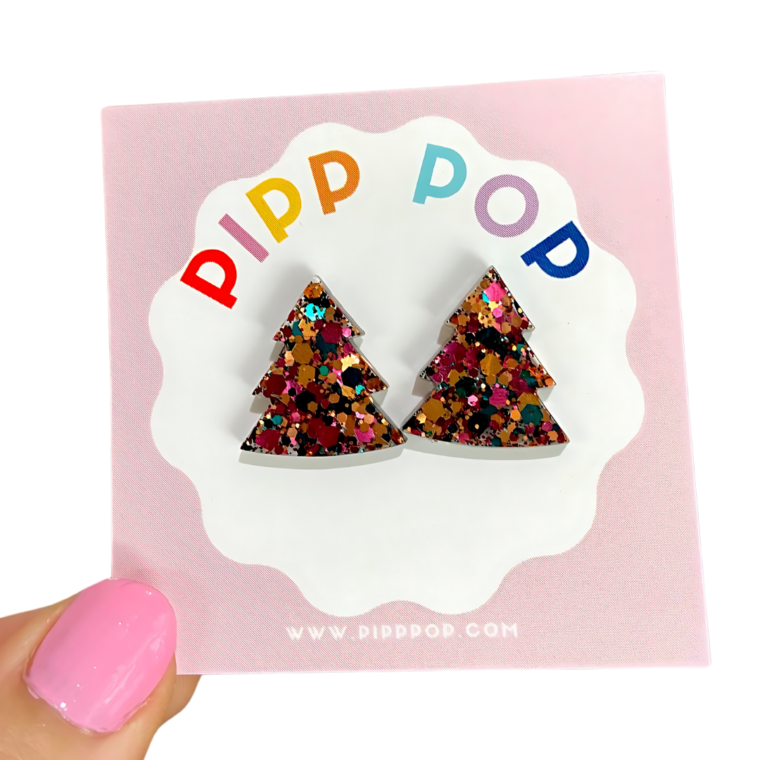 2024 Glitter Christmas Tree Studs - 21 Styles Available-Pipp Pop