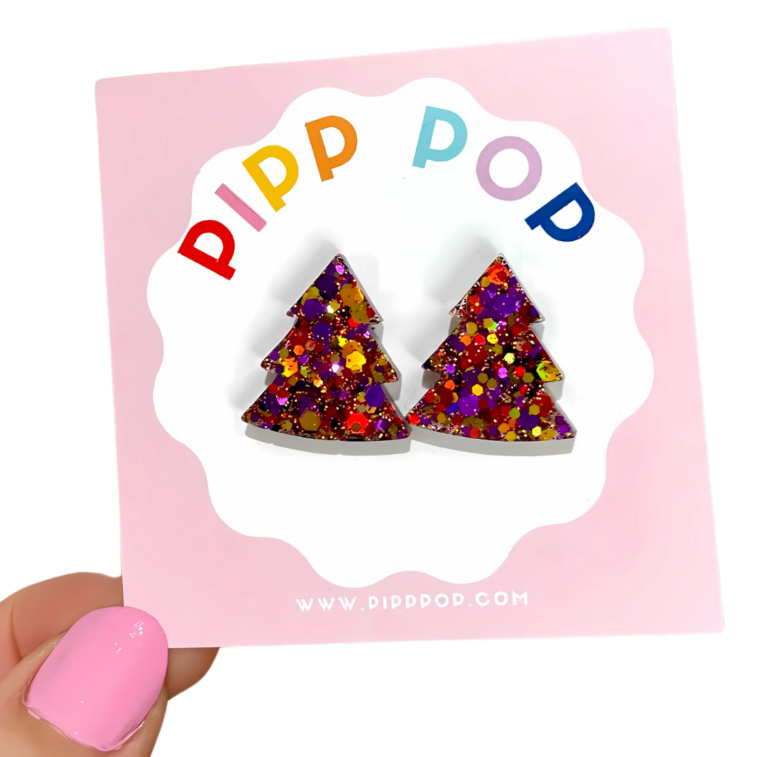 2024 Glitter Christmas Tree Studs - 21 Styles Available-Pipp Pop