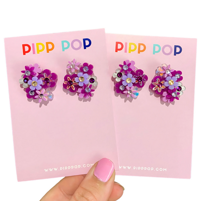 Flower Bouquet Studs - 8 Colours Available-Pipp Pop