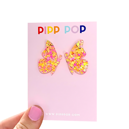 Glitter Butterfly Studs - 5 Colours Available-Pipp Pop