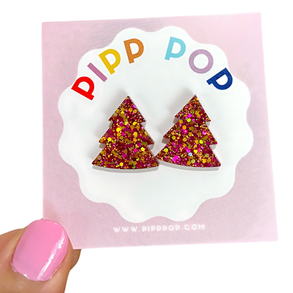 2024 Glitter Christmas Tree Studs - 21 Styles Available-Pipp Pop