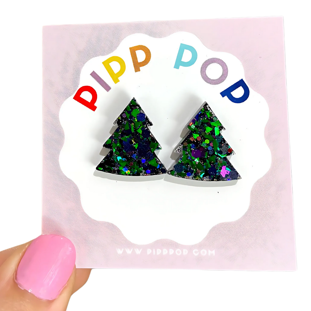 2024 Glitter Christmas Tree Studs - 21 Styles Available-Pipp Pop