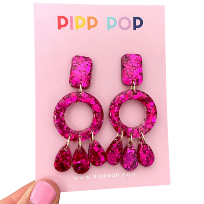 Aria Glitter Dangles - Fuchsia - 2 styles available-Pipp Pop