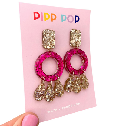 Aria Glitter Dangles - Fuchsia - 2 styles available-Pipp Pop