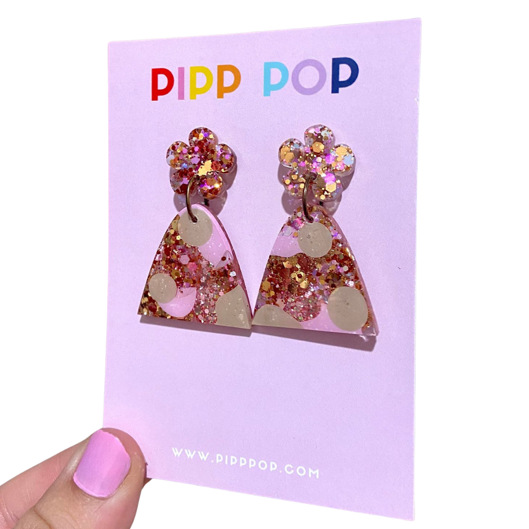 Evie Glitter Dangles - Pink Caramel Latte - 2 styles available-Pipp Pop