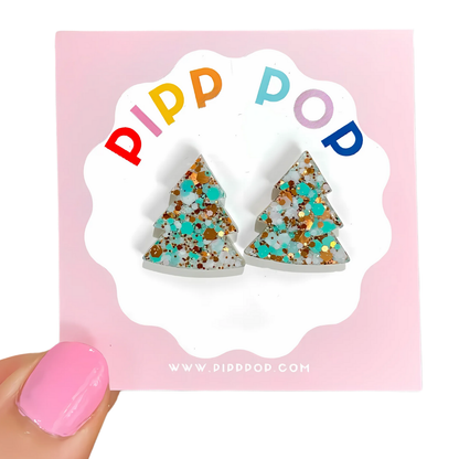 2024 Glitter Christmas Tree Studs - 21 Styles Available-Pipp Pop