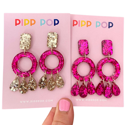 Aria Glitter Dangles - Fuchsia - 2 styles available-Pipp Pop