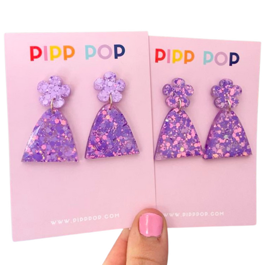 Evie Glitter Dangles - Amethyst - 2 styles available-Pipp Pop