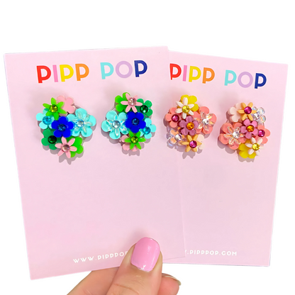 Flower Bouquet Studs - 8 Colours Available-Pipp Pop