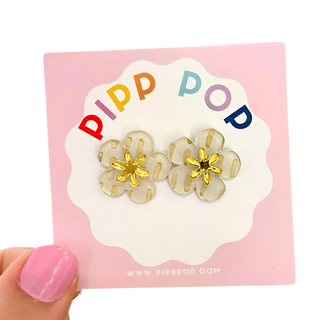 Hand Painted Flower Studs - 5 Colours Available-Pipp Pop