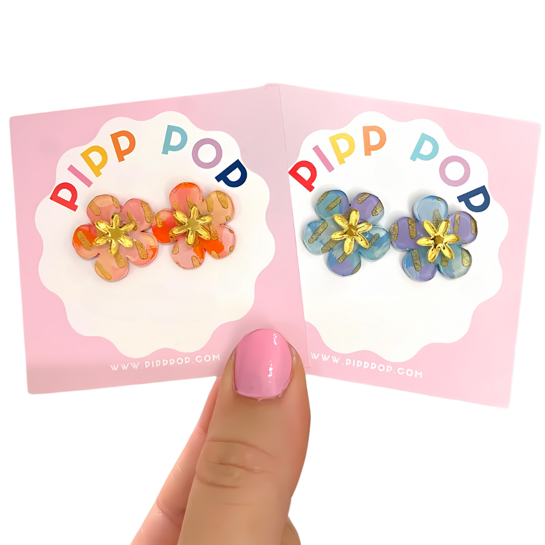 Hand Painted Flower Studs - 5 Colours Available-Pipp Pop